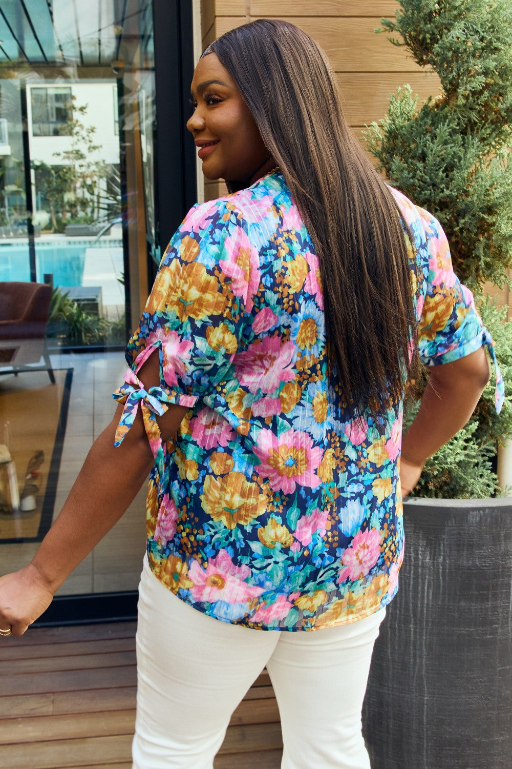Petal Dew Full Size Floral V-Neck Tie Detail Blouse d403650d0d744e31b397c36863a13e19-Max