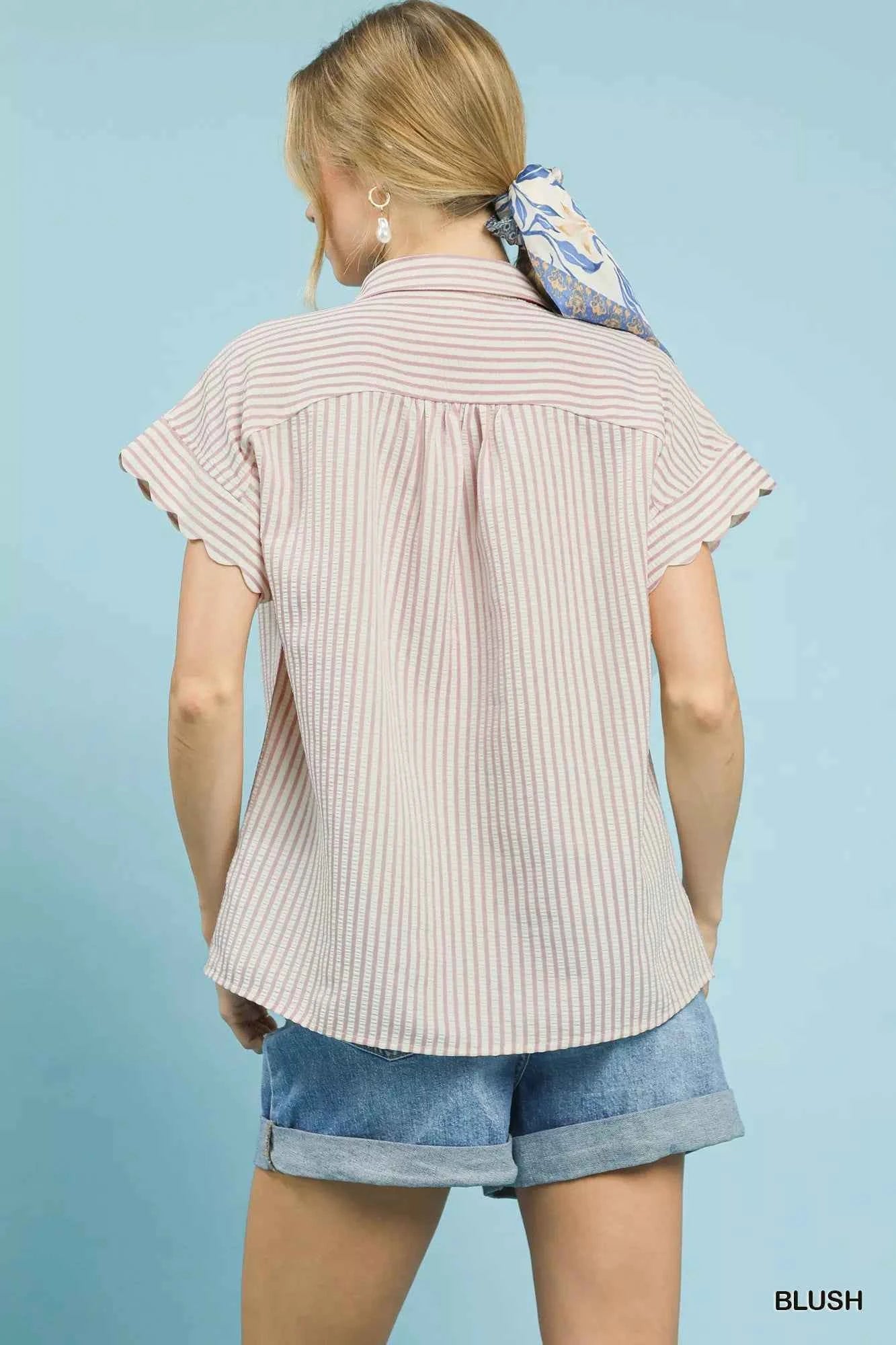 Umgee Striped Button-Down Top with Scallop Sleeves d41a85e0-1f9f-4729-b32a-5c1fb0b736cd-Max-Origin