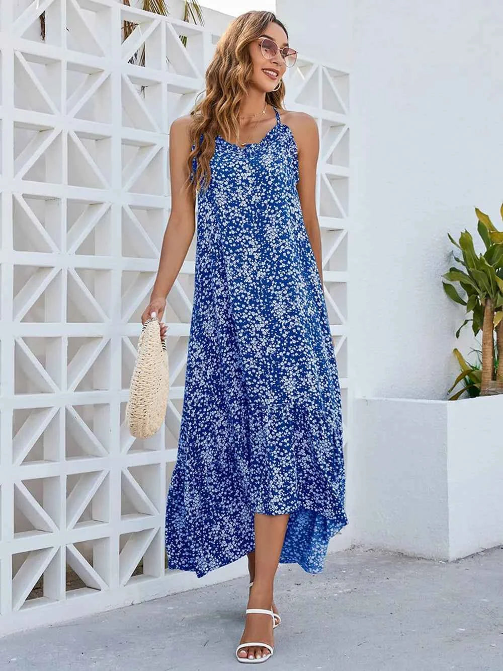 Ditsy Floral Scoop Neck Midi Cami Dress Royal Blue d41d7762-2549-4c5d-9582-089ac10199a9-Max