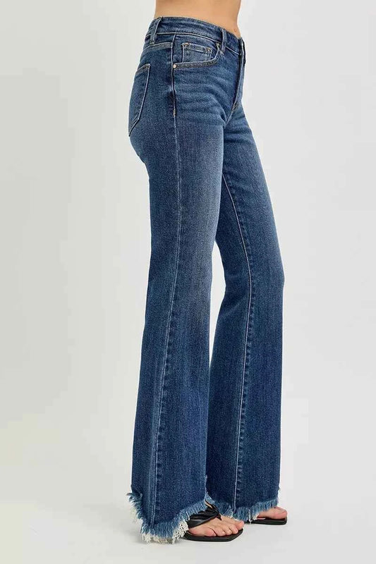 Full Size Mid Rise Flare Frayed Hem Jeans Plus Size d41ea54ccce14c859f81fe864abc50e6-Max-Origin