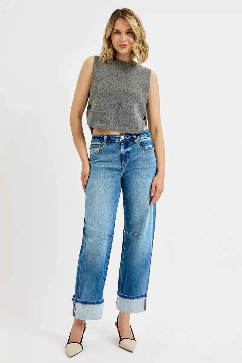 RISEN Slouchy Crop Barrel Cuffed Jeans d429692c-ef5c-4183-9560-8246590a9682-Max-Origin