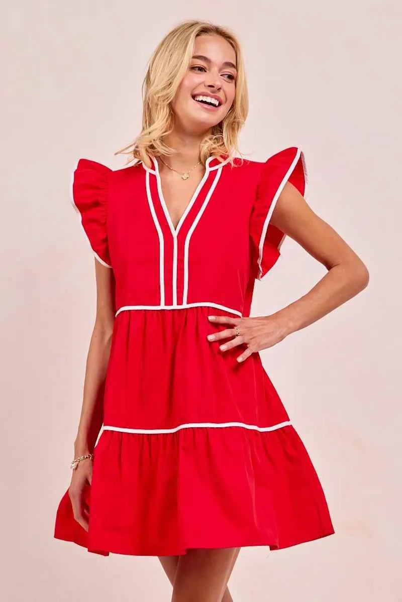 BiBi Gameday Theme Contrast Binding Ruffled Dress d433c606b1dd49a5bbf2ad730e0d9b4b-Max-Origin