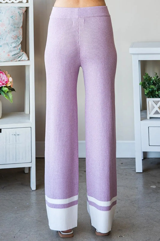Contrast Ribbed Knit Pants d436b477-ace5-4469-8f0b-c91460bbdd71-Max