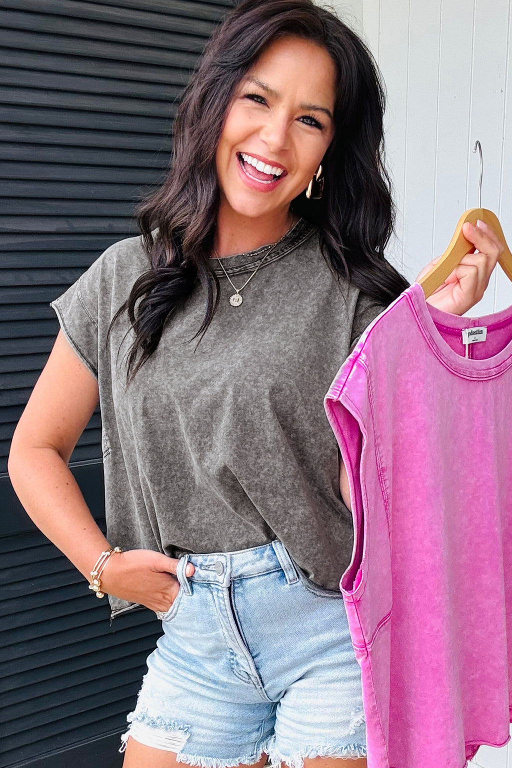 Bright Pink Mineral Wash Boxy Fit Cotton Tank Top d438ac13fbc8e359