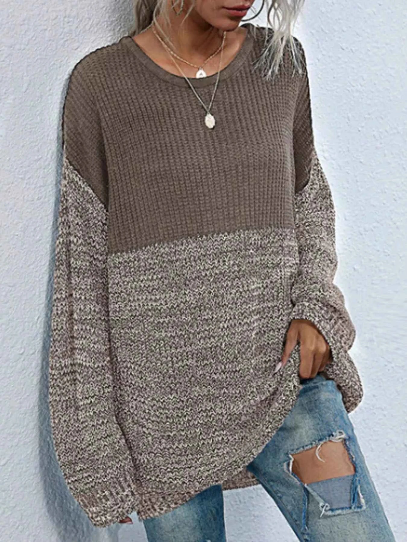 Color Block Long Sleeve Oversized Sweater d442c3b7-1364-4509-8e24-4a8639fa92db-Max-Origin