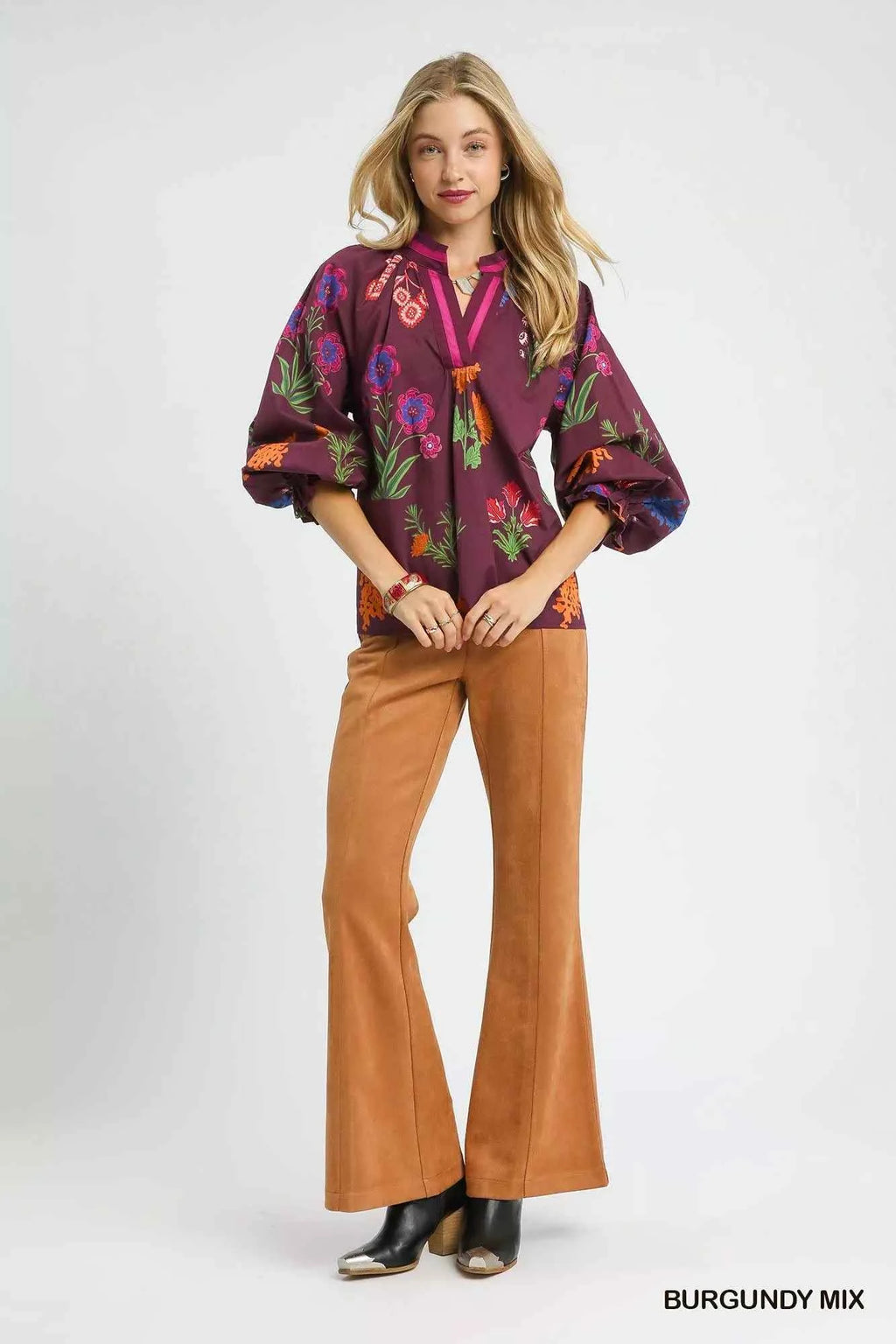 Umgee Floral Print Flounce Sleeve Blouse d44edcee-0f31-4878-ab7e-070bb7589561-Max-Origin