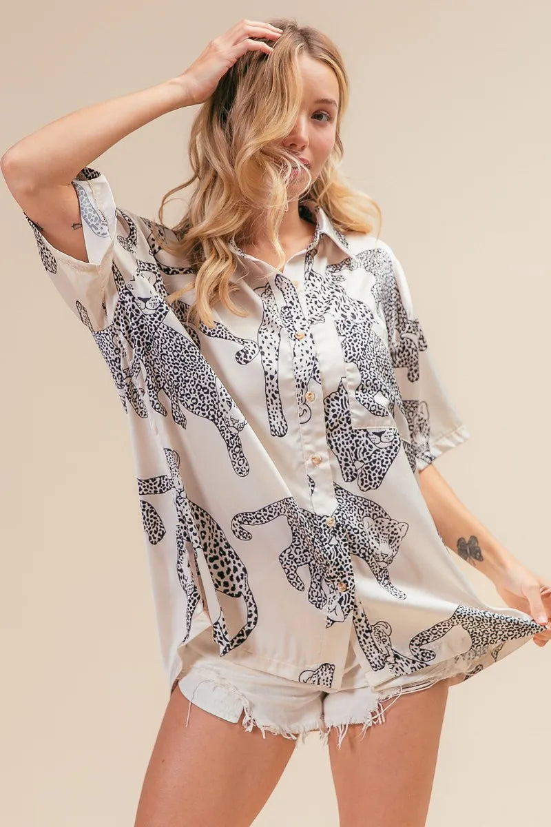 BiBi Leopard Print Short Sleeve Silky Satin Shirt Top d4579077b5f54a22bc0dc0753d832c63-Max-Origin