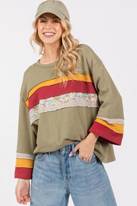 SAGE + FIG French Terry Color Block T-Shirt Sage d45b8576-8d32-4269-ae67-378d7d1f666c-Max