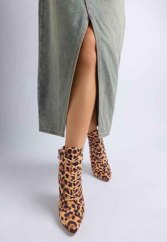 Nesta Leopard Stiletto Heel Lace Up Boots d4680323-f73d-45a8-a813-49e28eedd729