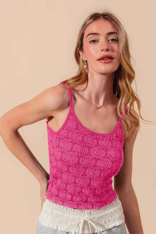 SO ME Two Tone Floral Seamless Tank Top FUCHSIA d468bbc4cbc443b8b3c1de1e069adc83-Max-Origin