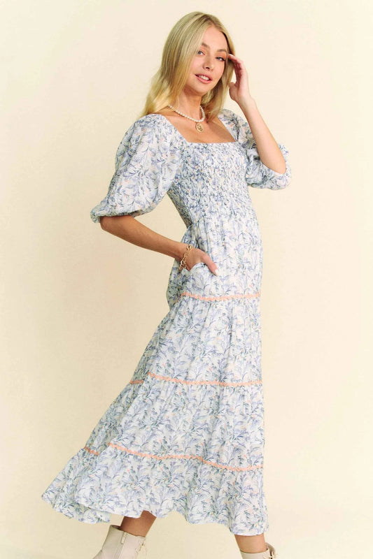 Davi & Dani Contrast Ric Smocking Bodice Tiered Midi Dress d49511f1b2c348f1907ebbc0692c34f7-Max-Origin