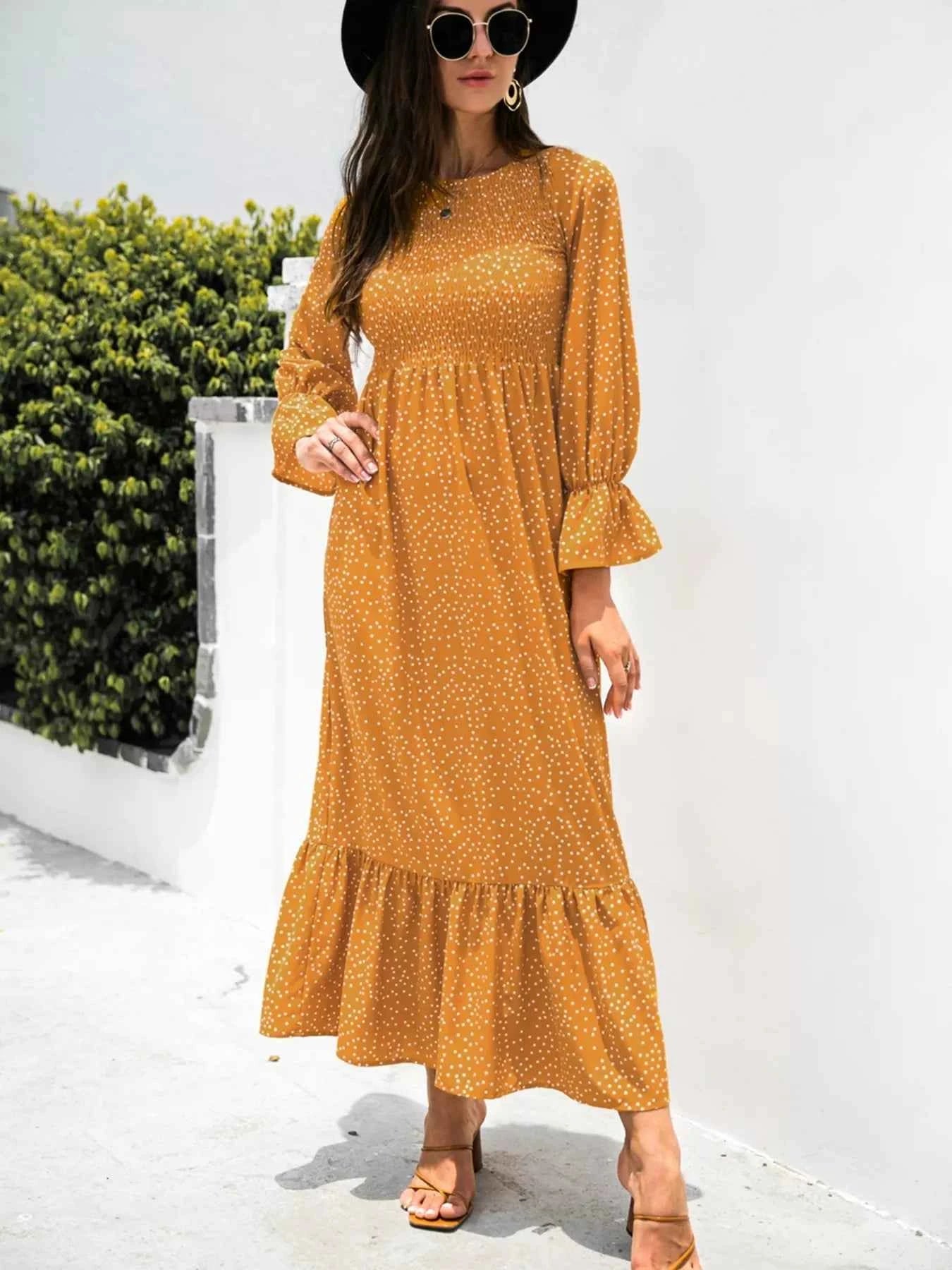 Ruffled Hem Flounce Sleeve Dress d4a132e9-b6a8-4c22-84bc-38a375f8c6cf-Max-Origin