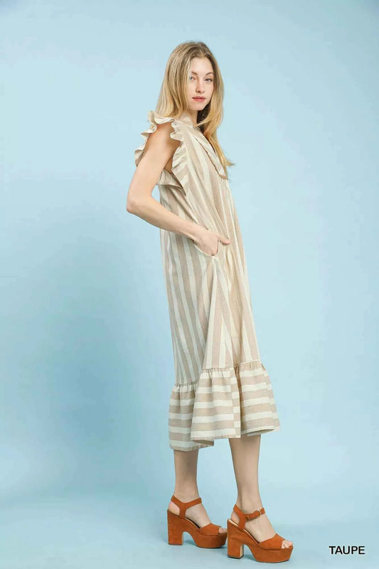 Stripe Ruffle Sleeve Tiered Midi Dress d4a1fb46-cb42-4a7c-bbae-58ee0292050d-Max-Origin