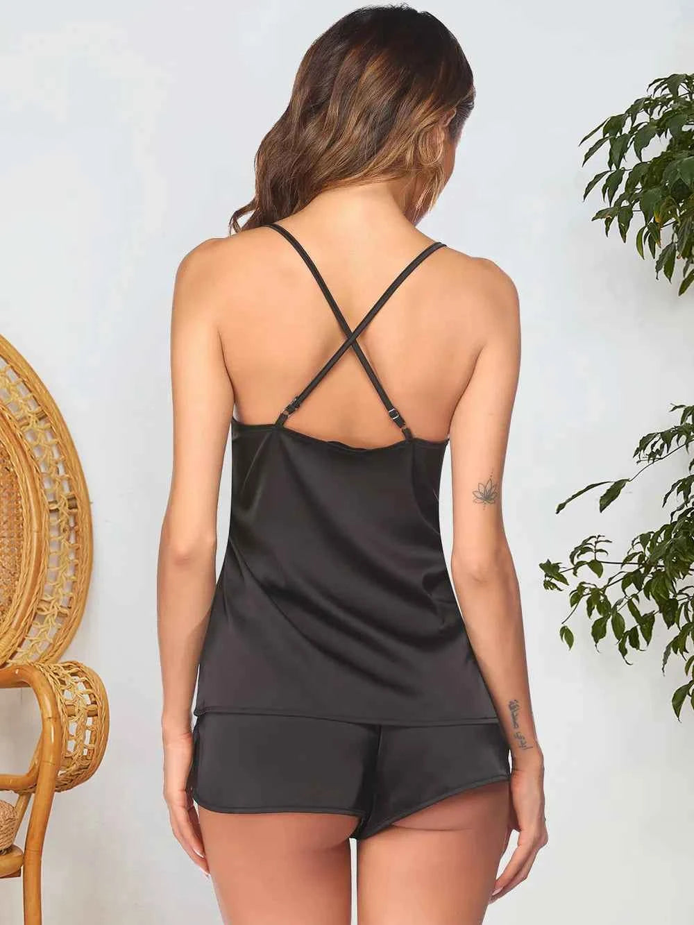 Lace Detail V-Neck Top and Shorts Lounge Set d4a2c922-541a-4b2f-abd7-651af9d678f5-Max