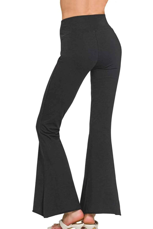 Raw Edge Hem Flare Yoga Pants d4a322ef-3afc-4a53-92a5-a0f98a9e9775-Max-Origin