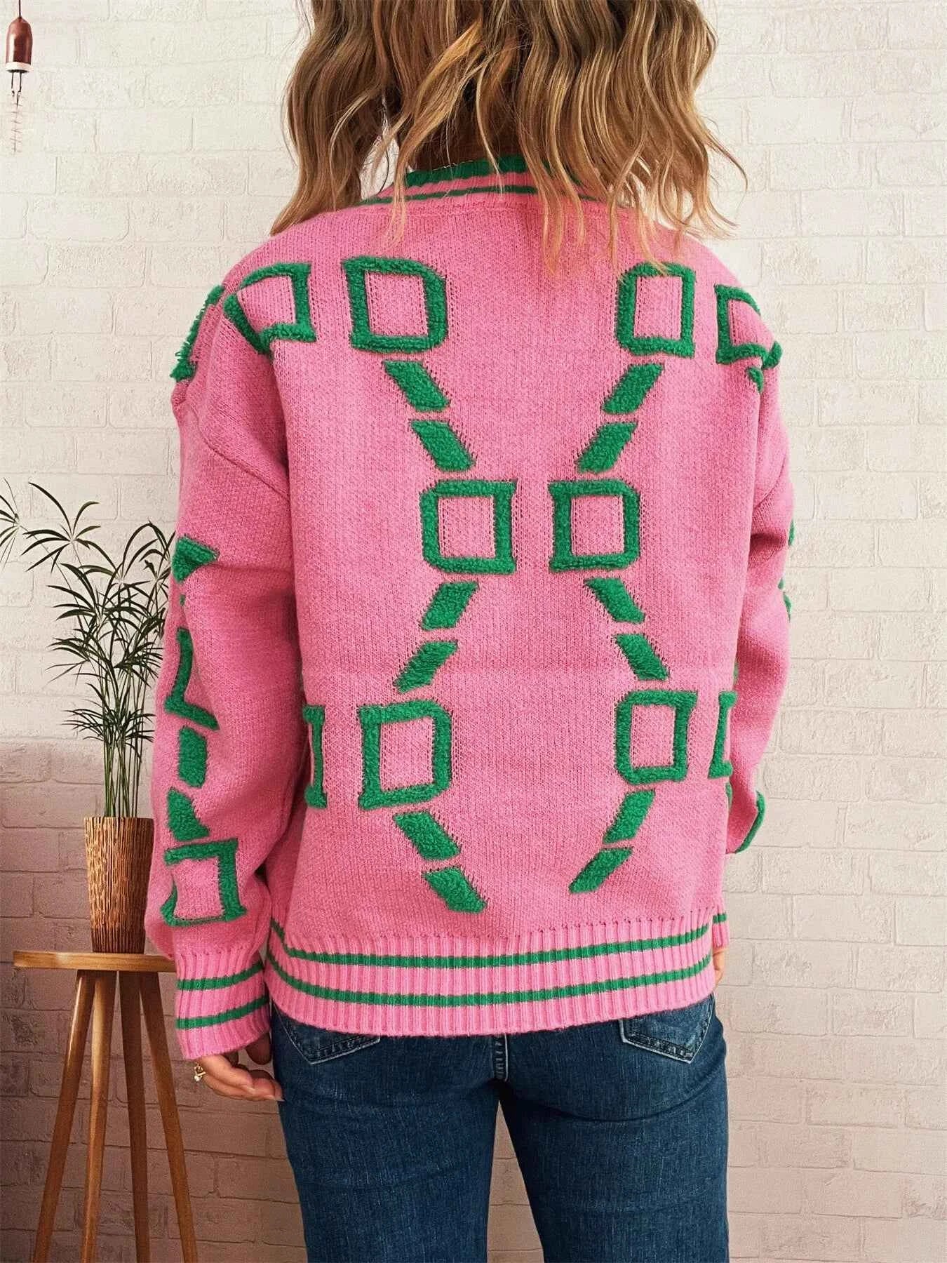 Contrast Round Neck Long Sleeve Sweater d4a5d3cee38f425dbaba558b355cb80e-Max-Origin