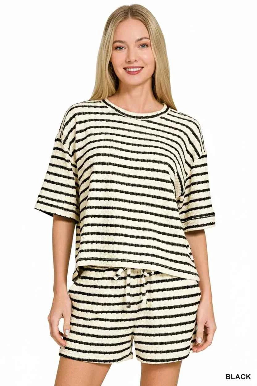 Zenana Striped Short Sleeve Tee & Shorts Set d4b10bbd-4ecb-4155-a1c7-382370eaecf0-Max-Origin