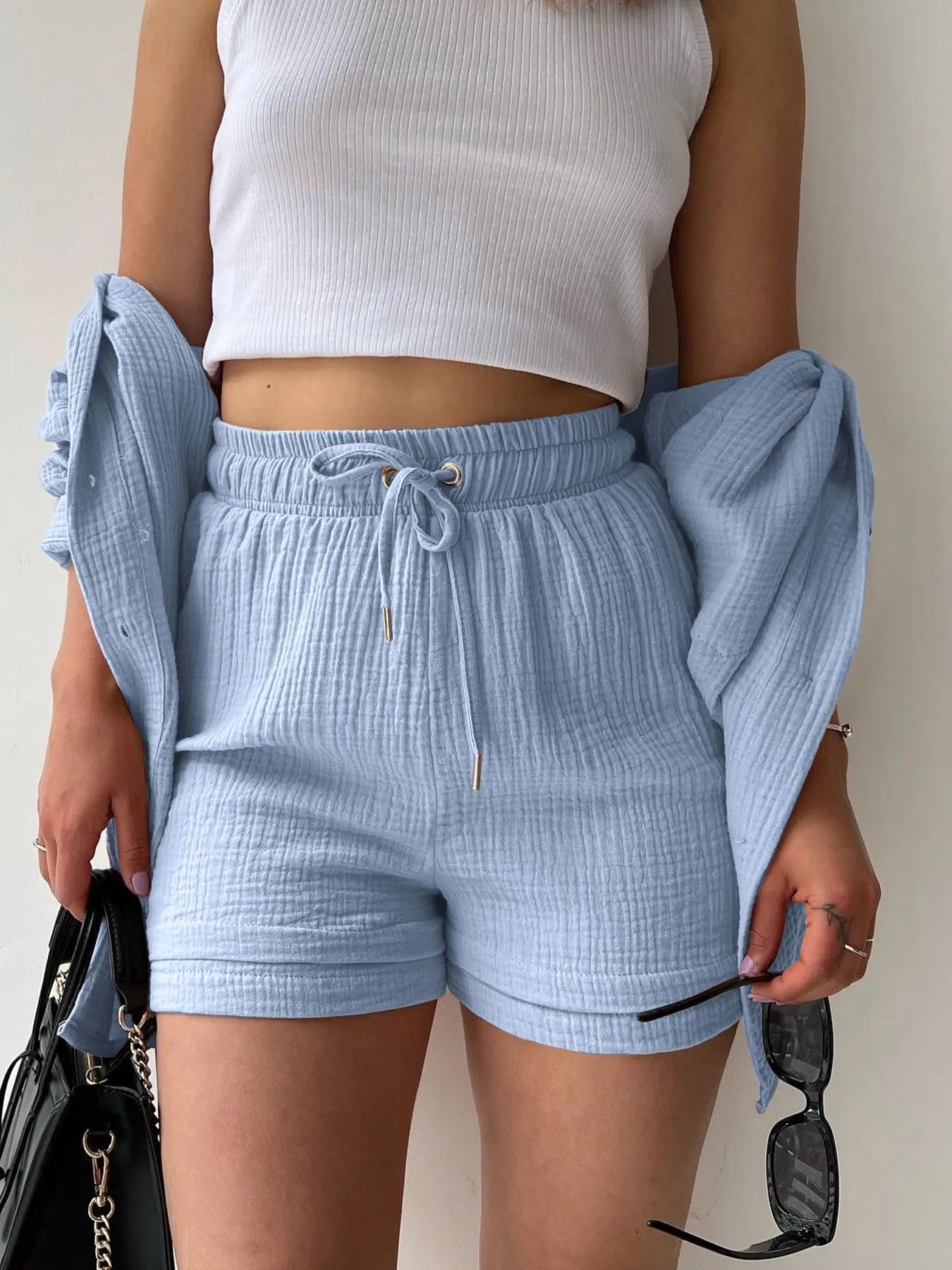 Textured Button Up Shirt and Shorts Set d4b7d8a9-41cf-4d18-af78-1a816c311159-Max-Origin