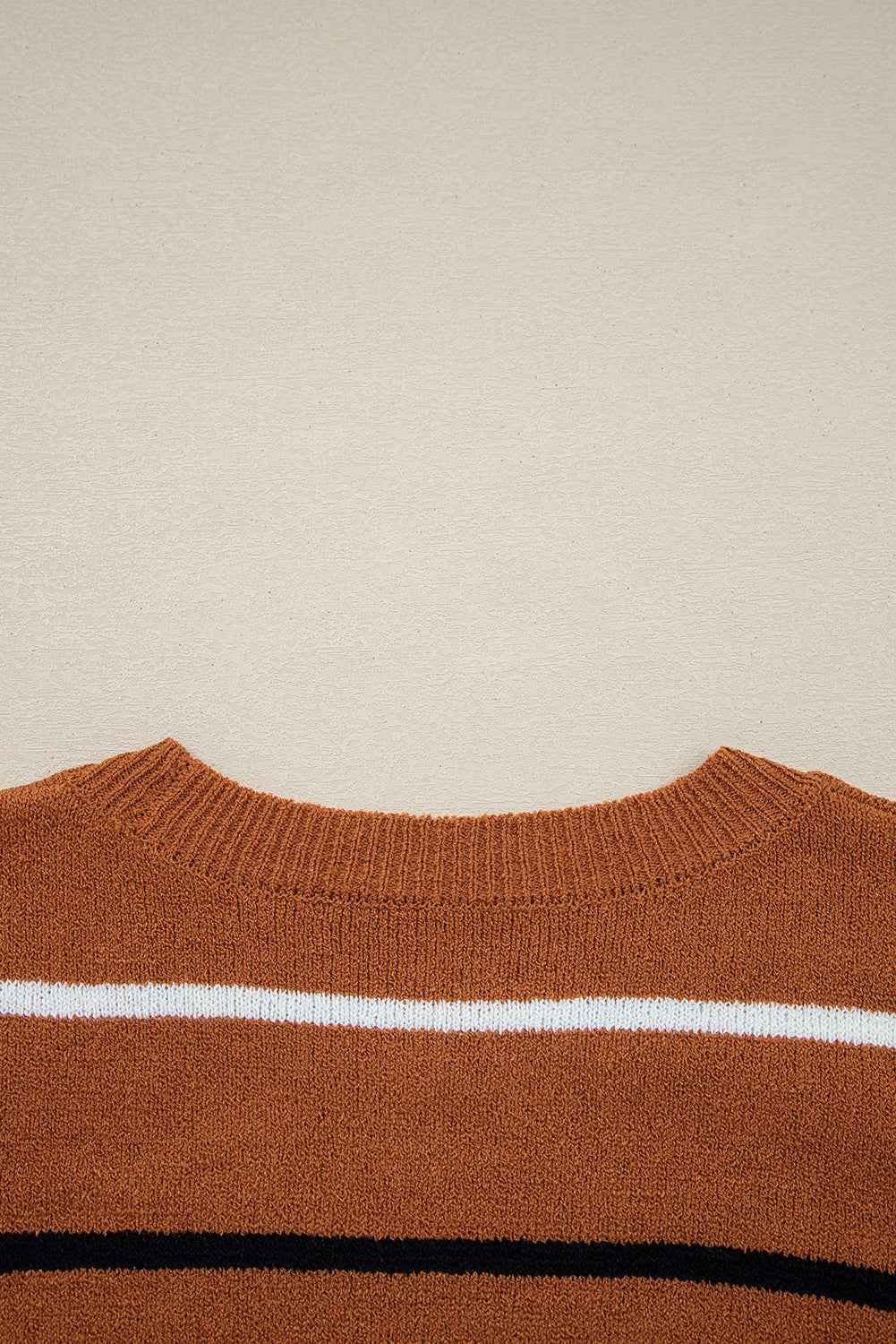 Multicolour Striped Ribbed Edge Drop Shoulder Sweater d4d7eef738bd4023