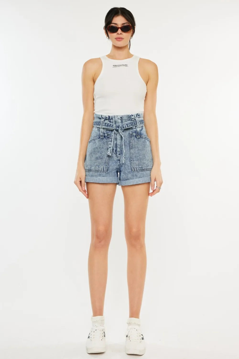 Kancan Ultra High Rise Paperbag Denim Shorts d4dd3580-5d2b-4325-bab5-dc8379fddb3f-Max