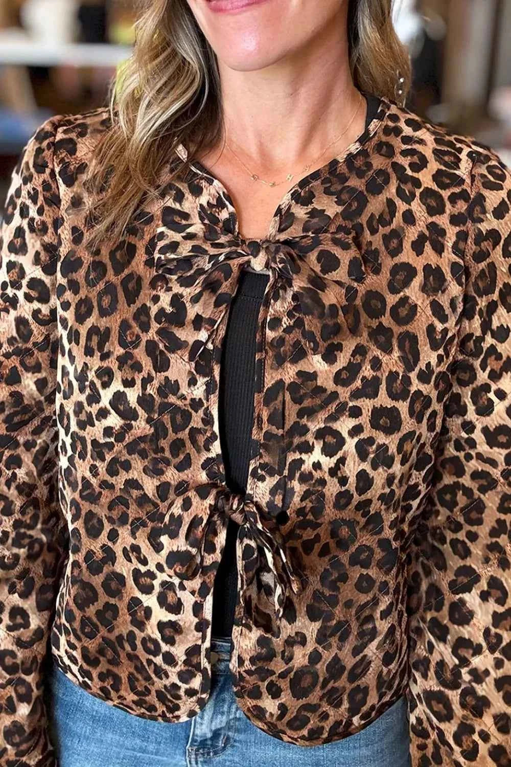 Leopard Print Tie-Front Long Sleeve Blouse d4e08e46-1977-48a4-aac1-b83f285273fc-Max-Origin