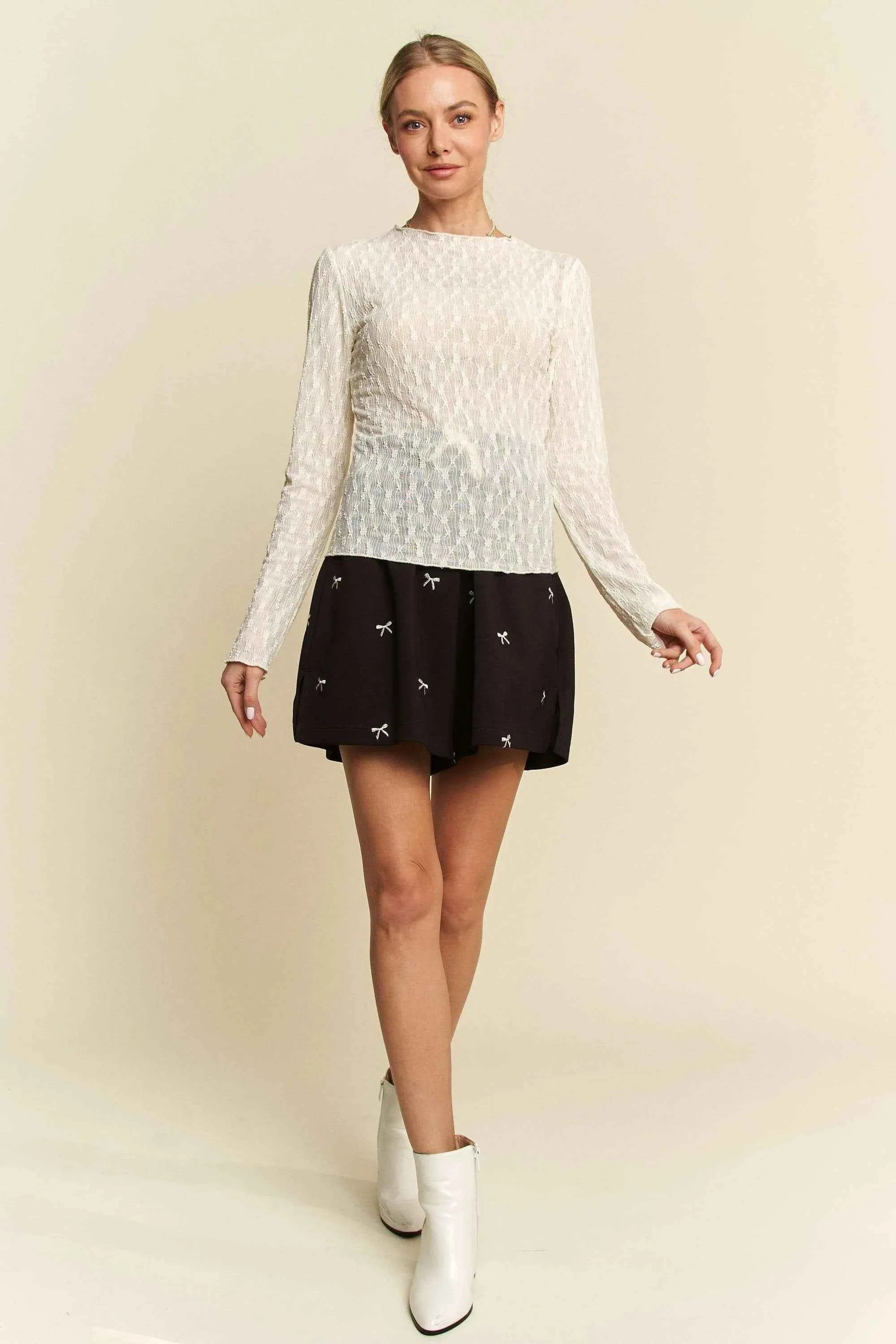 Davi & Dani Long Sleeve Sheer Small Embroidered Bows Lace Top d4e745d5c4a94459a2d8bfaff6f2f943-Max-Origin