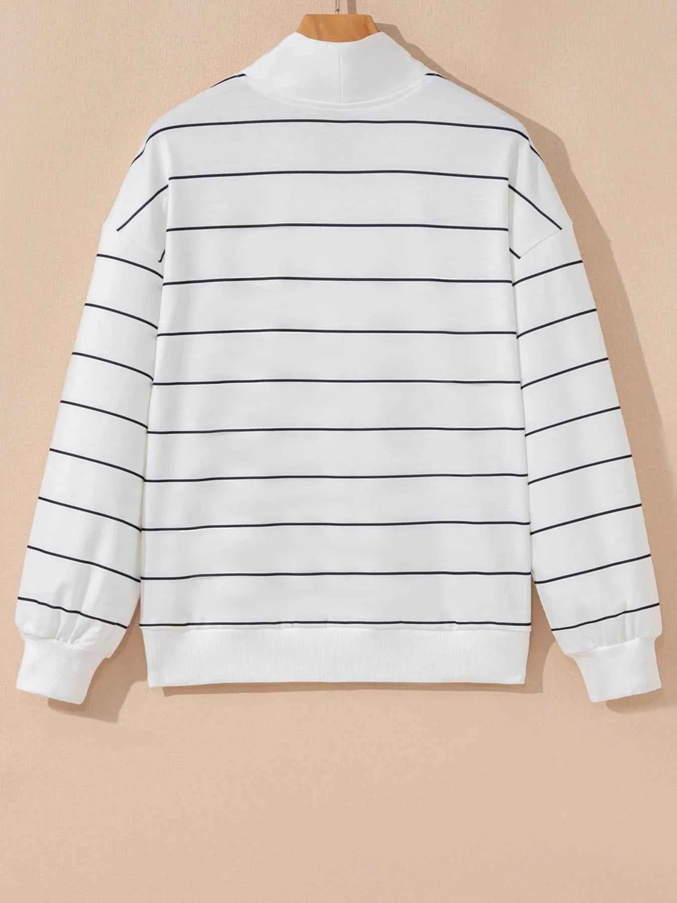 Striped Quarter Zip Sweatshirt with Relaxed Fit d4e8360ebdf242659281a0e42d7f7855-Max-Origin