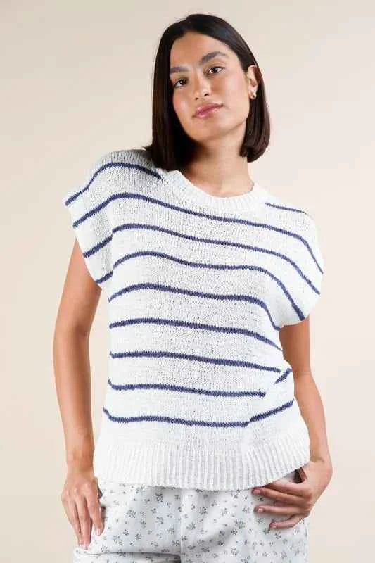 VERY J Striped Knit Sweater Vest Top d4f03c04c9a749a7affae0791fddeb7a-Max-Origin