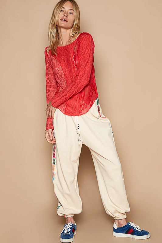 Exposed Seam Long Sleeve Lace Knit Top d5029ce2-a1bf-411c-ae6e-b13afabd6bb4-Max