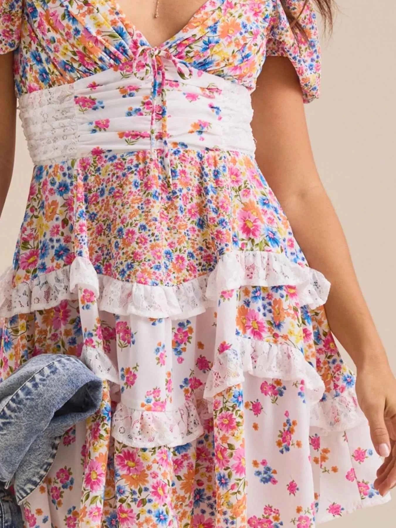 Floral Puff Sleeve Tiered Mini Dress d50df112-b36d-447f-981e-1b758b61590c-Max-Origin