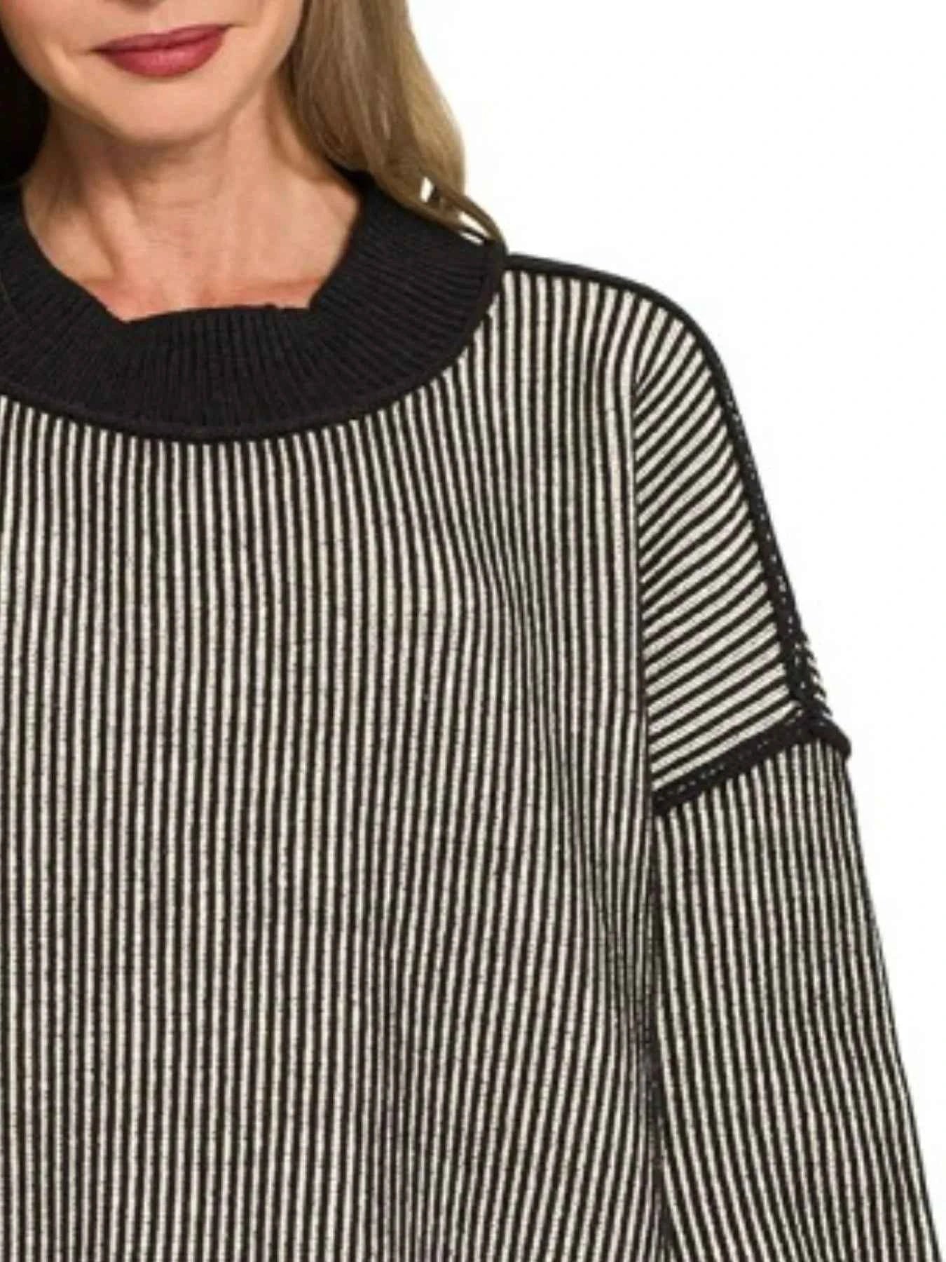 Zenana Exposed Seam Two Tone Ribbed Sweater d5116701-535d-4dcf-9c8a-faf058060b58-Max-Origin