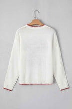White Sweet Bow Long Sleeve Knit Sweater d51c9edecb5aa318
