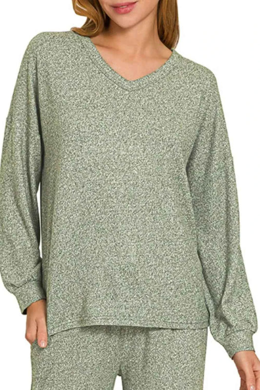 Soft Melange Long Sleeve Tee & Pants Set d5258a8d-5c8a-47b1-a74e-322ac7058e46-Max-Origin