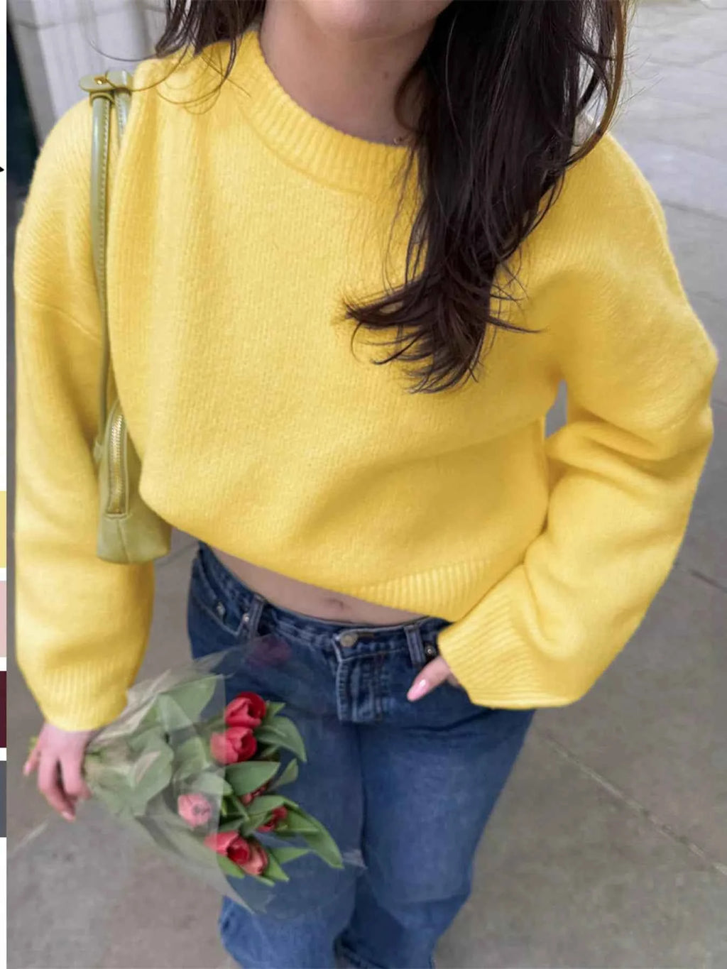 Ribbed Round Neck Dropped Shoulder Sweater Yellow d525d754150e4a798d59b08f06e93ea7-Max-Origin