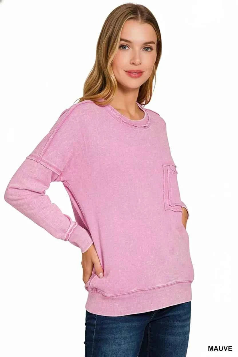 French Terry Washed Raw Edge Front Pocket Pullover d53e623a-6306-4bb2-862b-2e90829fa92d-Max-Origin