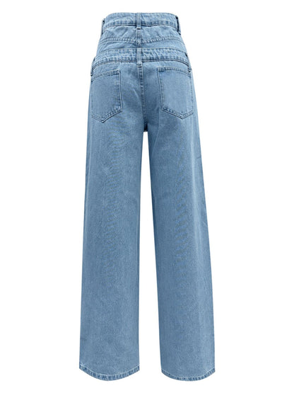 Faux Layered High Waist Jeans