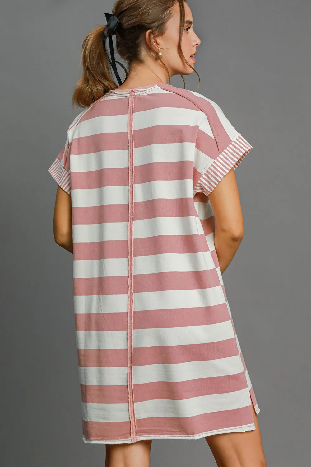 Umgee Peace Applique Striped Short Sleeve Mini Dress d5409d61-b9a3-44b6-bdf2-2444810ba846-Max
