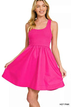 Zenana Combined Knit & Woven Midi Dress HOT PINK d5439fc6a47d4988816f2c343dafbb92-Max-Origin