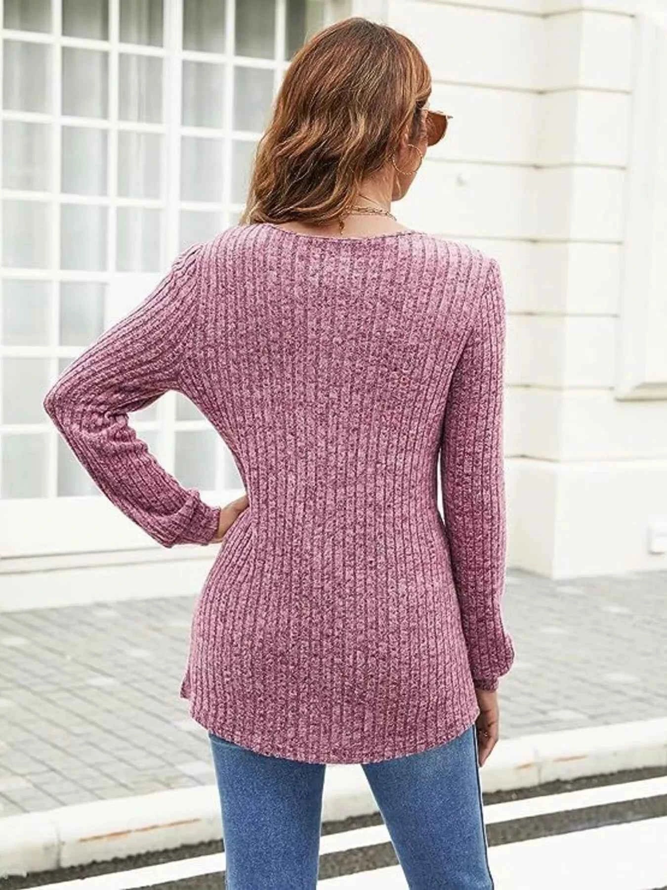 V-Neck Ribbed Long Sleeve Knit Top d545086faaa44ce18d8521f3077f3678-Max-Origin