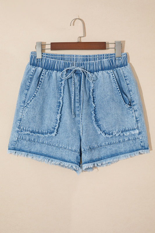 Myosotis Frayed Edge Casual Denim Shorts d54b607e5c0f4e6f