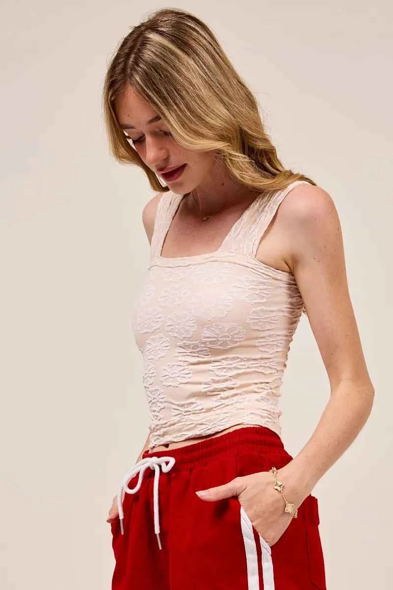 SO ME Two Tone Floral Seamless Tank Top d55e7ad185964dafaf17df7affd7e0eb-Max-Origin