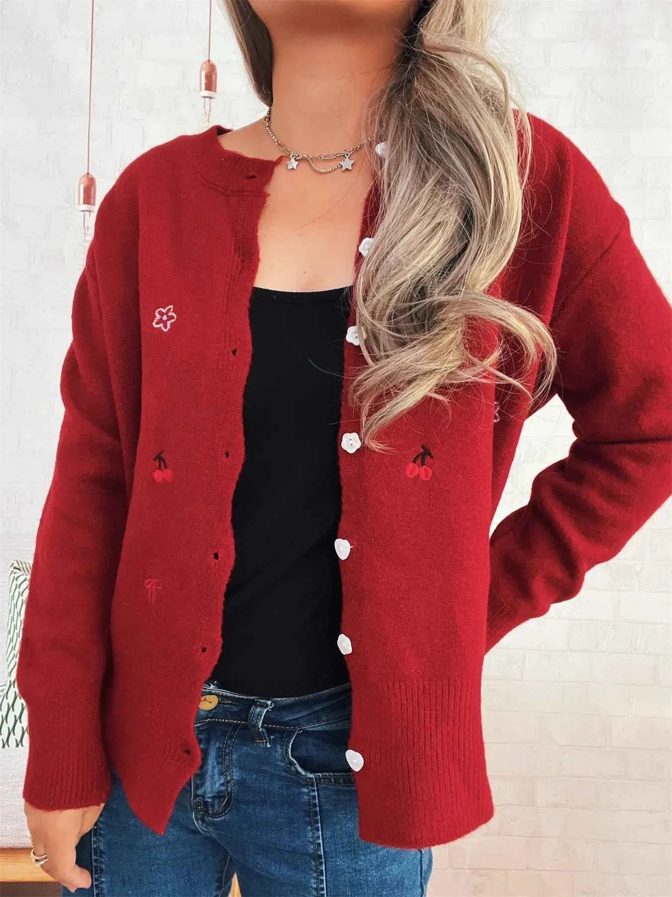 Ribbed Button-Front Knit Cardigan