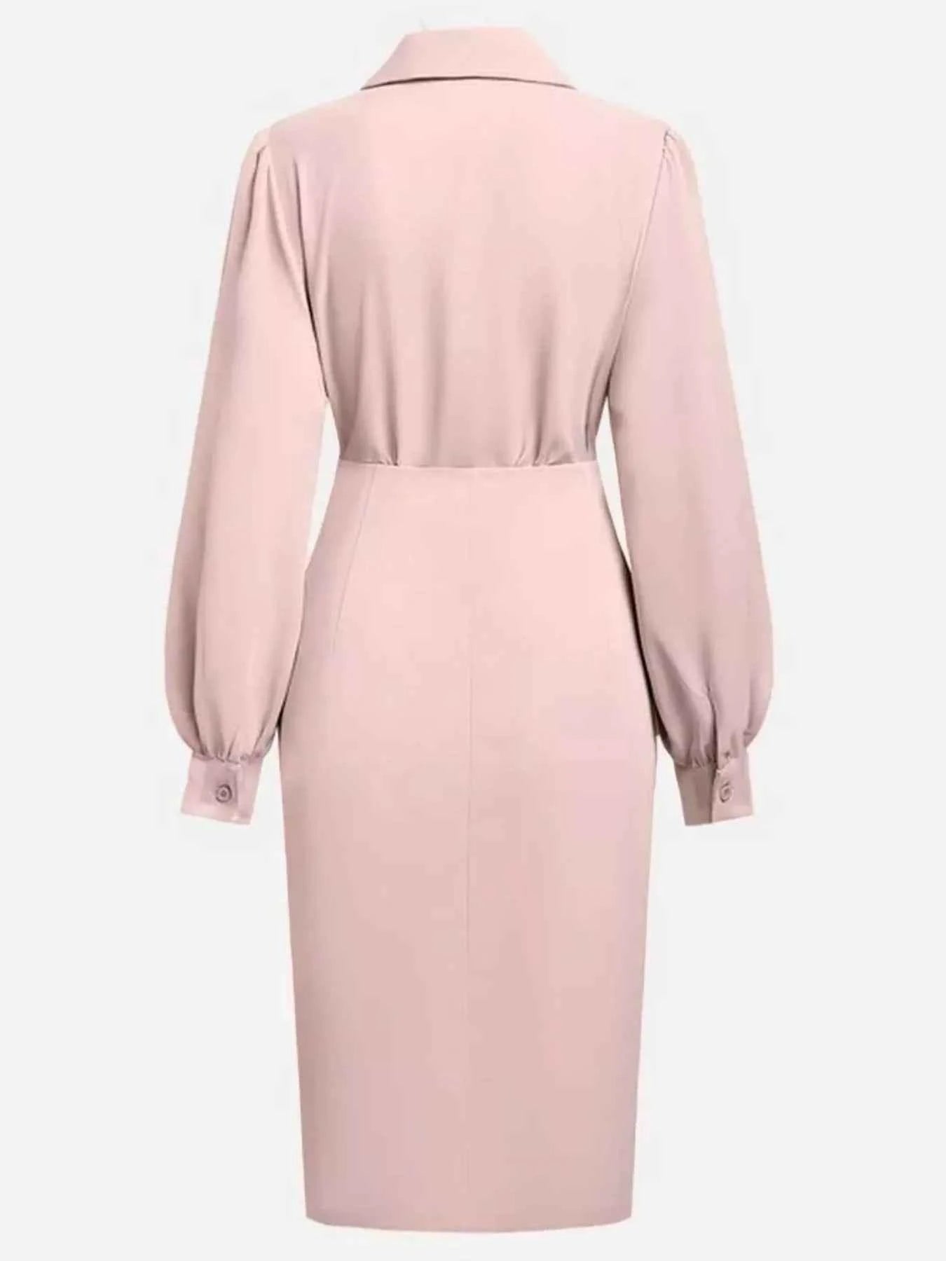Ruched Midi Shirt Dress with Side Slit d57d3689-805e-4d43-bef1-027cb7aeeedd-Max-Origin