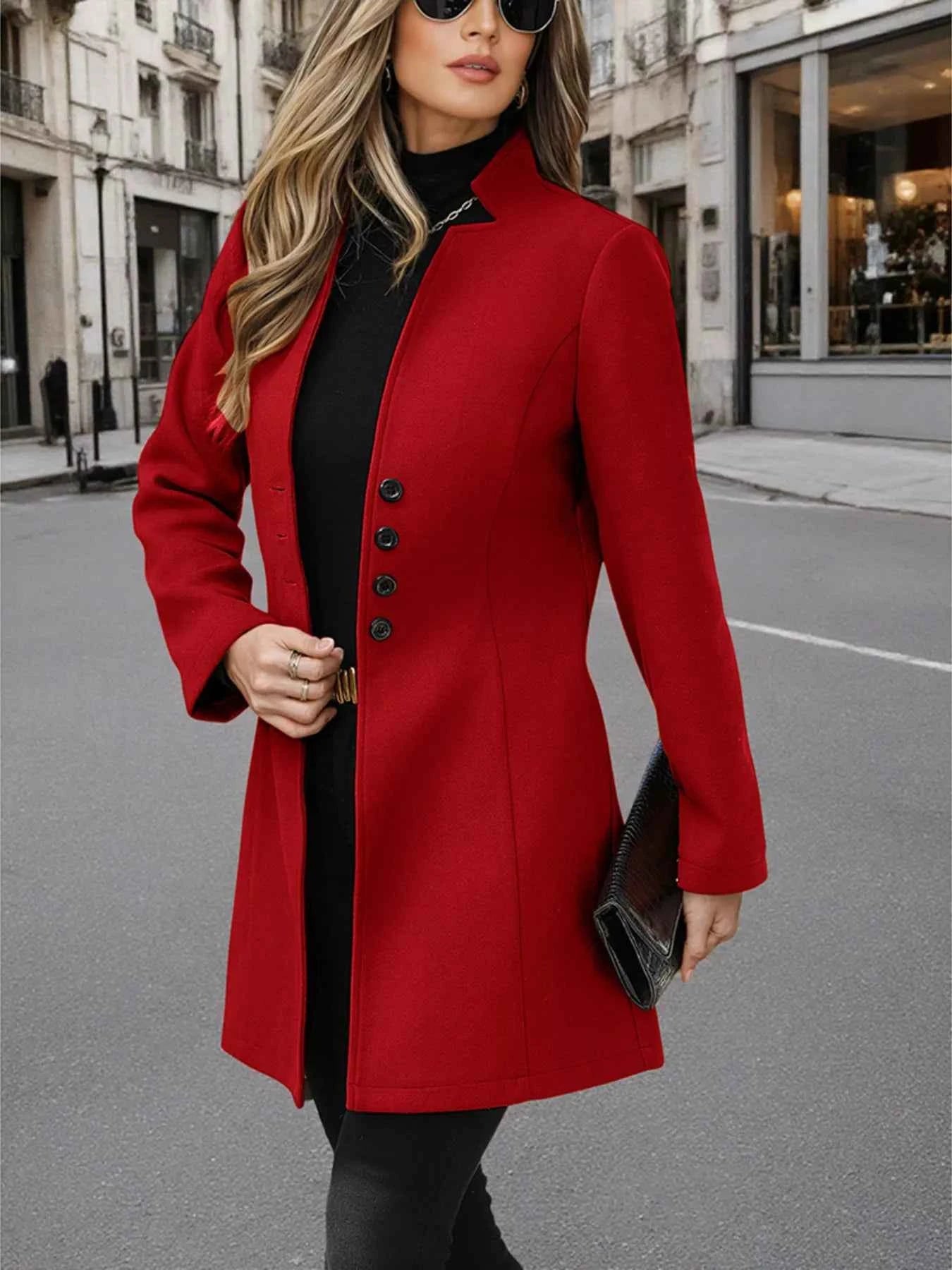 Button Up Long Sleeve Coat Red d586a3f1fda34797a4d12fccbd113019-Max-Origin