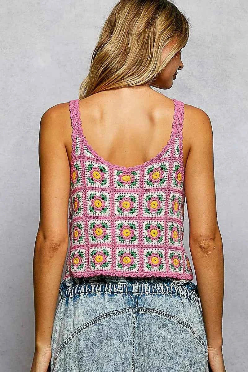 Scalloped Edge Cropped Crochet Cami with Granny Square Pattern d5973c3e-51da-4151-b596-315c12ea40a9-Max-Origin