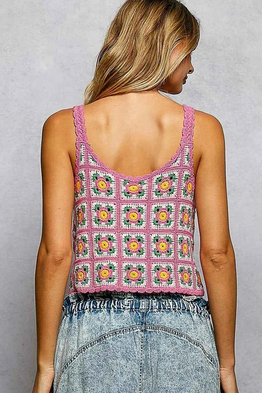 Scalloped Edge Cropped Crochet Cami with Granny Square Pattern d5973c3e-51da-4151-b596-315c12ea40a9-Max-Origin