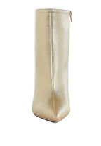 Tentia Metallic Pleather Spool Heel Boots d59eb14b-73c4-469b-b5c6-9c43a2dcad6c