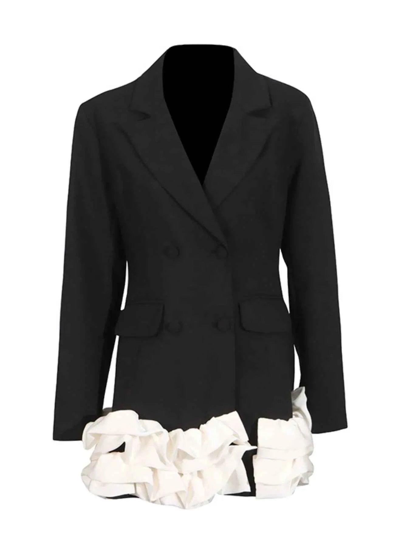 Ruffle Hem Double-Breasted Blazer Dress Black d5a3d314-cb50-4386-a40a-ef2a1294b0a1-Max-Origin