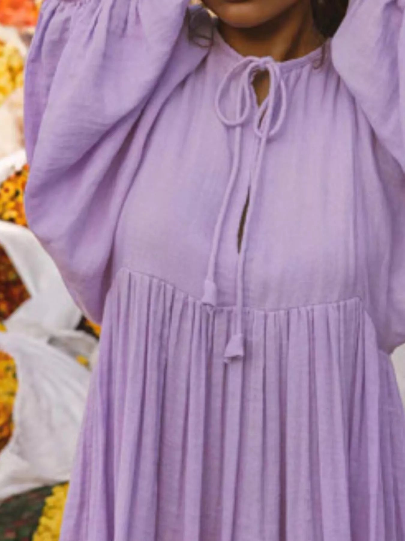 Tie Neck 3/4 Sleeve Midi Dress d5a45fe3-460f-4985-b738-2b4c74cbf34e-Max-Origin