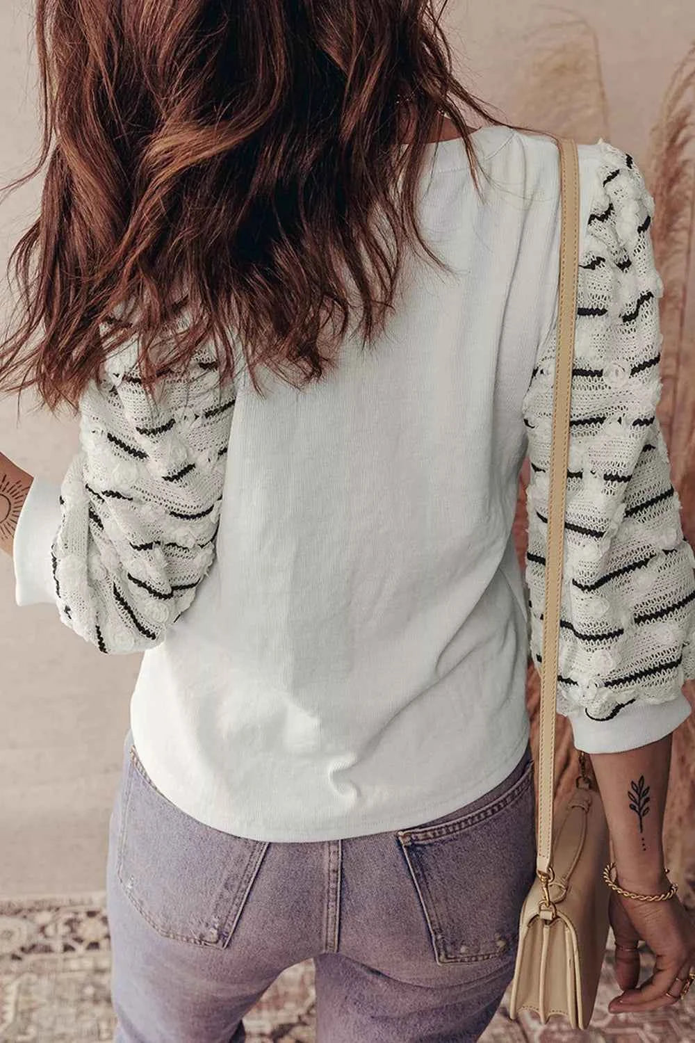 Button Placket 3/4 Striped Sleeve Patchwork Rib Knit Top d5b47392-ab22-45c6-a5f3-86ff1e29edd1-Max-Origin